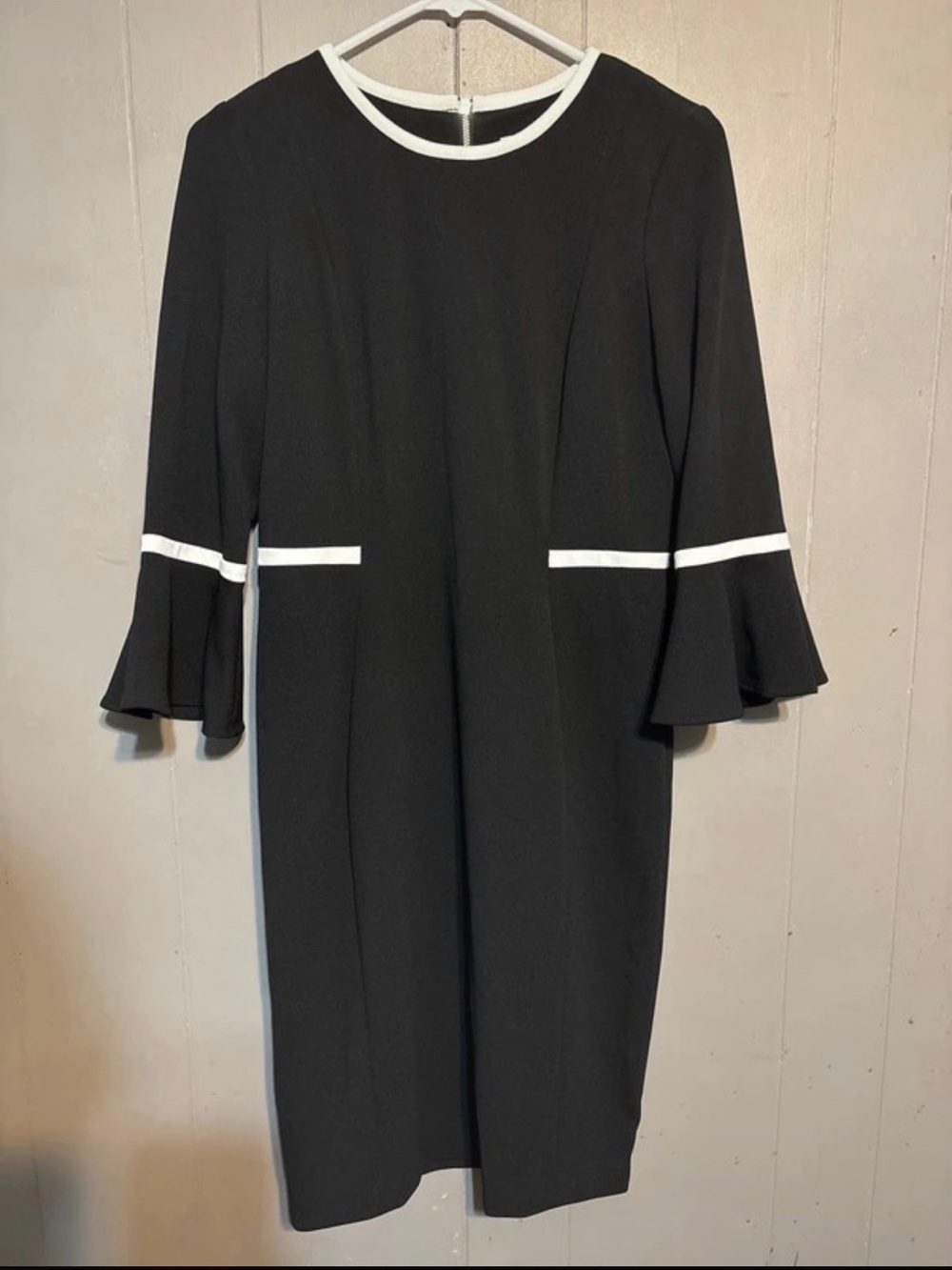 Calvin Klein Black Midi Dress with White Trim